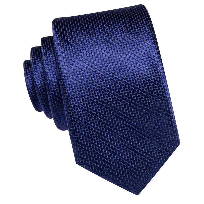 Dubulle Ties for Boys Solid Navy Blue Self Tie Silk Kids Necktie and Pocket Square Set for Age 8-10 Graduation School Uniform - Image 2